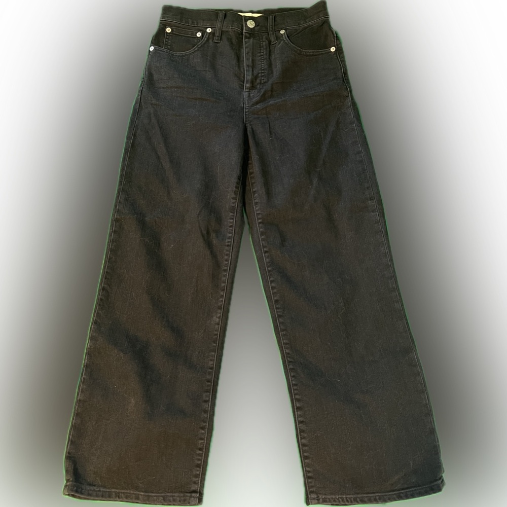 Madewell Slim Wide Leg Crop Jeans Black Size 27 - Picture 2 of 4